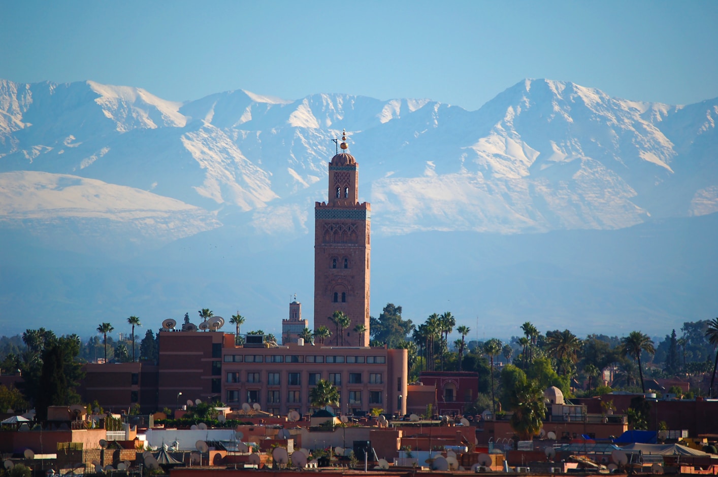 Tower with mountains in the background